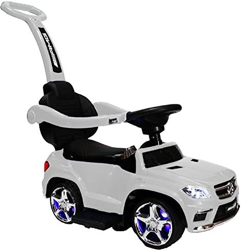 New Mercedes Benz Pushing walking cart car ride on wagon stroller With LED light White