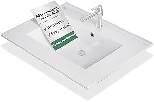 RENOVATORS SUPPLY MANUFACTURING Renovators Supply Luke Drop in Bathroom Sink - Self-Rimming Rectangular Vessel Sinks for Bathrooms - Heavy-Duty Modern Vessel Sink with Overflow - Grade A, Porcelain Scratch and Stain Resistant
