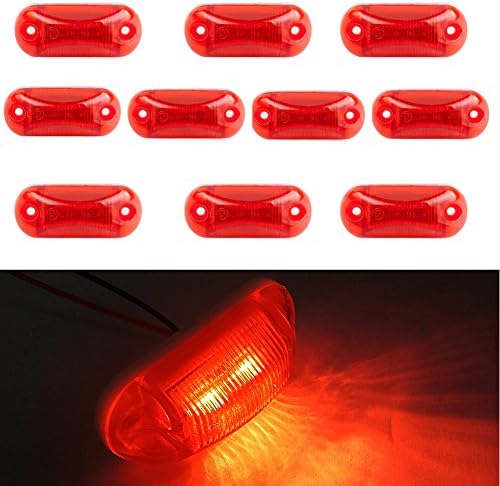 LED Side Marker Lights 12V Red 2.5" Waterproof 2-Led Car Truck Boat Trailer UTE Warning Lamp Front Rear LED Clearance Light-Santiger(10-Pack,Red 2-Led)