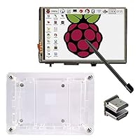 KOOKYE 3.5" Touch Screen LCD Display Monitor with Transparent Case Stylus for Raspberry Pi 3 2 Model B (3.5HDMI LCD + Case), White