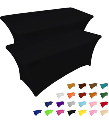 Mantel Elástico De Spandex Negro Para Mesas Rectangulares De 6 Pies - Ideal Para Bodas, Eventos Y Fiestas
