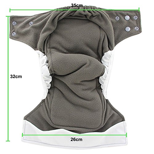 Baby Nappy Pocket Bamboo Charcoal Cloth AIO Diapers, Sewn in Insert