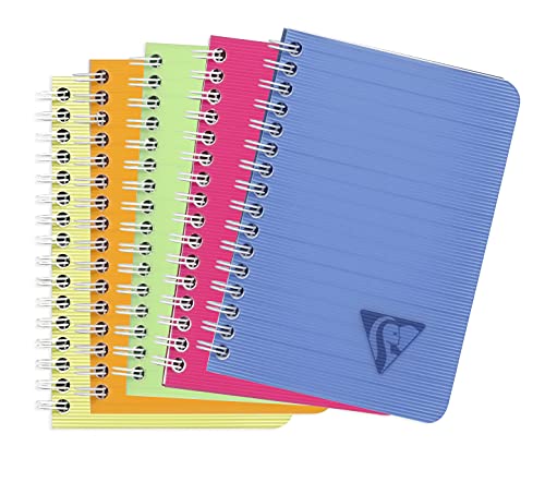 Clairefontaine 328526C collezione Linicolor fresco Taccuino a Spirale - 9x14 cm - 100 pagine a righe - Carta Bianca 90g - copertina in polipropilene trasparente - colore casuale