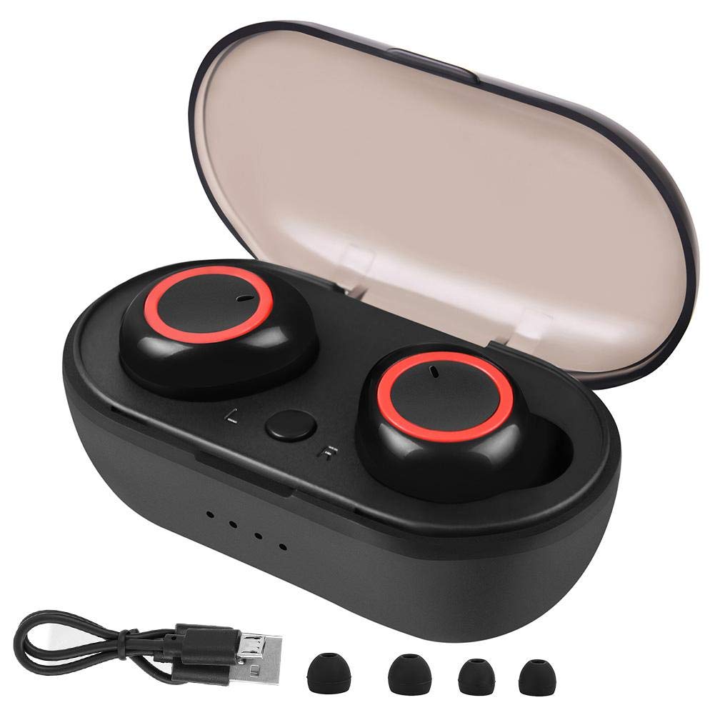 ASHATA Bluetooth Wireless Earbuds, Mini Bluetooth Wireless Headphone Magnetic Charging Binaural Call Sports Earphone, Waterproof Touch Control Cyclic Playtime Built-in Mic in-Ear Mini Earphones(Black)