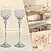 VINCIGANT Silver Crystal Pillar Candle Holders Set of 2,15Inches Tall Coffee Table Decorative Centerpiece for Wedding Halloween Candlelight Dinner Vas
