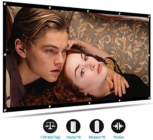 100 Inch 16:9 HD Projector Screen Support Double Sided Projection, LATIT Portable Widescreen Foldable Anti-Crease Projector Movies Screen for Indoor Outdoor Home Theater