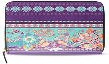 CCBHGY Women's Purple Paisley Pattern Clutch Leather Long Wallet Purse