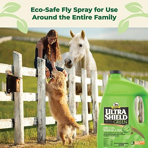 Absorbine UltraShield Green AllNatural Fly Spray for Horses & Dogs, Essential Botanical Oil Eco
