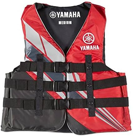 Yamaha Marine New OEM Unisex PFD Nylon 3 Buckle Life Jacket, 2XL, Red