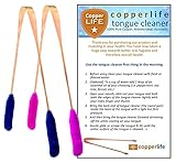 100% Copper Tongue Cleaner Scraper 2-Pack Antibacterial for Optimal Oral Hygiene / His & Hers / Home & Travel
