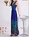 VSVO Women's Peacock Maxi Long Beach V Neck Dresses (Adult, Blue)