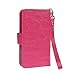 Samsung Galaxy S4 mini Case, xhorizon TM Premium Leather Folio Case [Wallet Function] [Magnetic Detachable] Fashion Wristlet Lanyard Hand Strap Purse Soft Flip Book Style Multiple Card Slots Cash Compartment Pocket with Magnetic Closure Case Cover Skin ZA5 for Samsung Galaxy S4 mini (I9190) - Rose Red