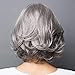 JIYCZK Short Bob Hair Wig Wavy Micro Curly Hair Synthetic Cosplay Daily Party Wig Natural As Real Hair Free Wig Cap 14Inch Silver Gray