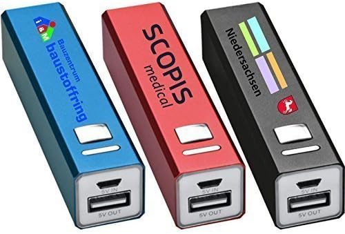 Pack of 50Power Bank 2200mAh incl. FREE Logo/WERBUNG/Metal Red Blue Black red