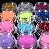 Renexxt 12 Mix Color Random Nail Art Acrylic Glitter Dust Powder