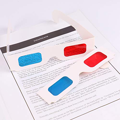 Monrocco 50 Pairs 3D Glasses Red Cyan White Cardboard Frame Cardboard Glasses Frames