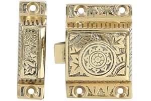 A29 Solid Brass Cabinet Latch, Handmade Polished Lacquered Finish Latch for Cabinet Closet Kitchen Door Windsor Design, Antique LAT