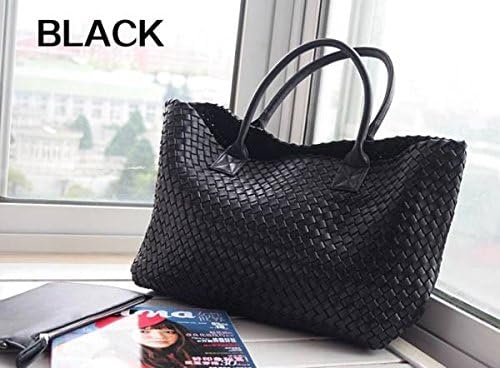 Amazon 本革 羊革 トートバッグ 編み込み メッシュ イントレチャート メンズ レディース 黒 ブラック 品 ノーブランド品 トートバッグ