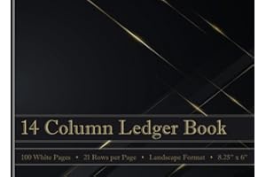 14 Column Ledger Book : Blank Columnar Accounting Pad for Bookkeeping , Small Business and Personal Finance Use | 100 Pages |