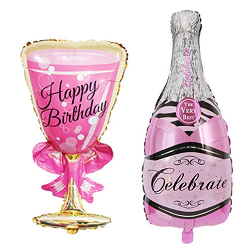 Hawaiian Balloons Champagne Wine Cup Beer Goblet Glass Whisky Cocktail Bottle Foil Balloons Summer Beach Party Wedding Birthday Bridal Decor Supply Pack of 8