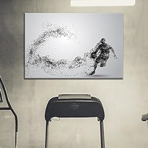 Canvas Wall Art Sports Theme - Man Dribbling a Basketball Formed Black Dots - Giclee Print Gallery Wrap Modern Home Art Ready to Hang - 12x18 inches
