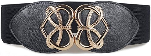 LONFENNE Retro decorative waist seal lace female elastic belt elastic wide belt one size,black