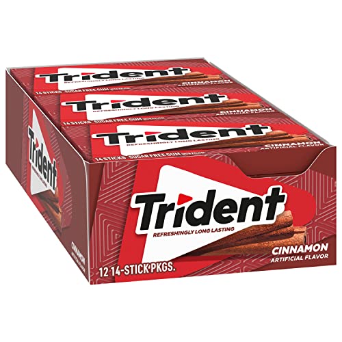 TRIDENT CINNAMON SUGAR-FREE CHEWING GUM, 12 PACKS OF 14 PIECES (168 TOTAL PIECES)