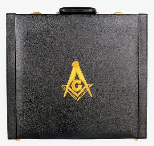 Masonic MM/WM Apron Hard Briefcase, Square Compass G Emblem – Freemason Bags & Cases 17.5'' 15.5'' 3'' (Inches)