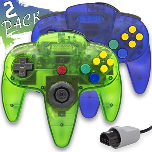 Wired Controller for Nintendo 64 N64 Console, Upgraded Joystick Classic Video Game Gamepad（Clear Green and Clear Blue,Pack of 2） - Thumbnail 6