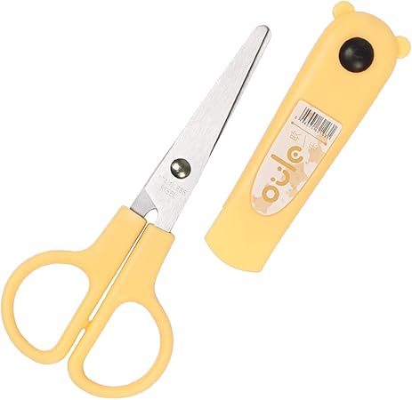 Amazon Amzbarley 在庫処分 安全はさみ 子ども用ハサミ 保護蓋付き 可愛いハサミ 幼児はさみ 左利き 両利き 丸い刃先 指が切れないドリルはさみ 初心者練習用 紙切りはさみ 幼稚園 文房具 クラフト Diy 写真 学校用ハサミ 3色 イエロー はさみ 文房具