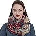 Women Tartan Plaid Infinity Wrap Scarf Winter Chunky Crochet Knit Loop Scarf (khaki)