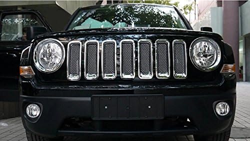 HONETECH Triple Chromed Front Mesh Grille Grill Inserts Trims Decorative Guards Protectors Covers for Jeep Patriot 2011 2012 2013 2014 2015 2016 2017 ABS 7pcs/Set