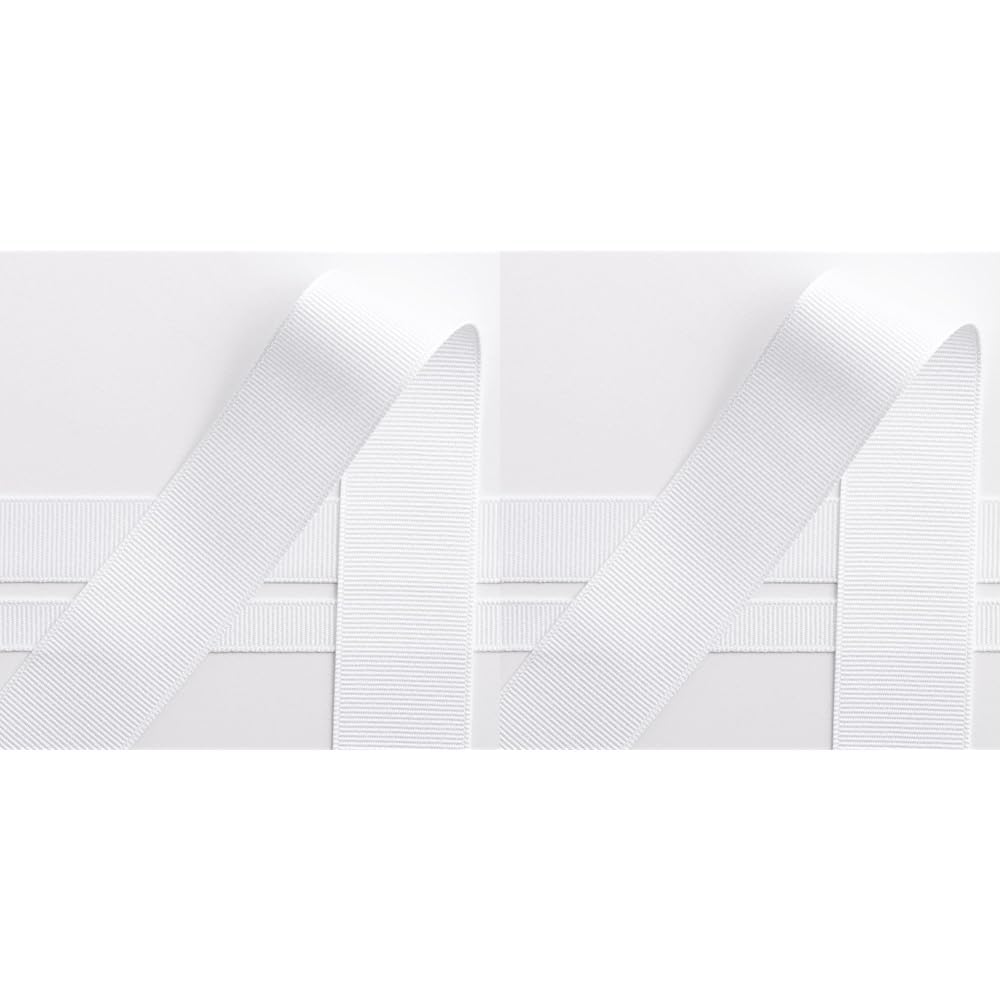 Italian Options Grosgrain Ribbon, 38mm x 10 Metre Roll, White (Pack of 2)