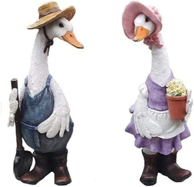 Duck Garden Ornaments Outdoor 2021 New Cute Cartoon Duck Garden Statue Animal Statue Couple