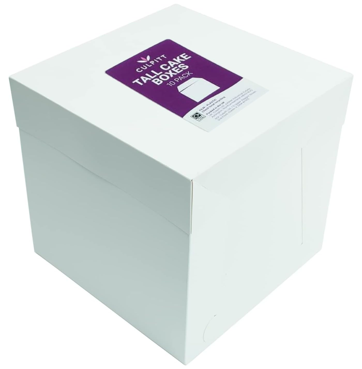 Culpitt 14" White Tall Cake Boxes, Pack Of 10, 355 X 355 X 304mm (14 X 14 X 12''), Ideal for Transporting Celebration, Wedding, Tall, Decorated Birthday Cakes