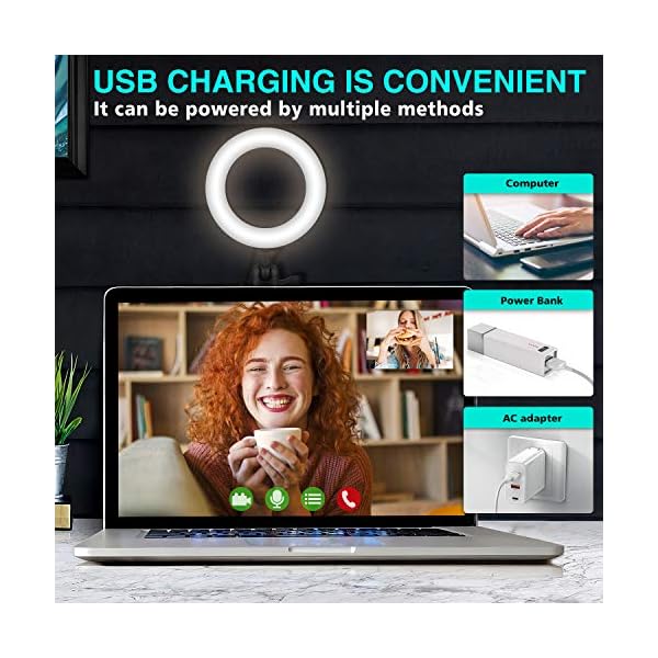 Videokonferenz Licht, Dimmbare LED Ringlicht Laptop Auf Laptop, Computer, Tablet mit Saugnapf und Stativ Ringlicht… – Bild 6