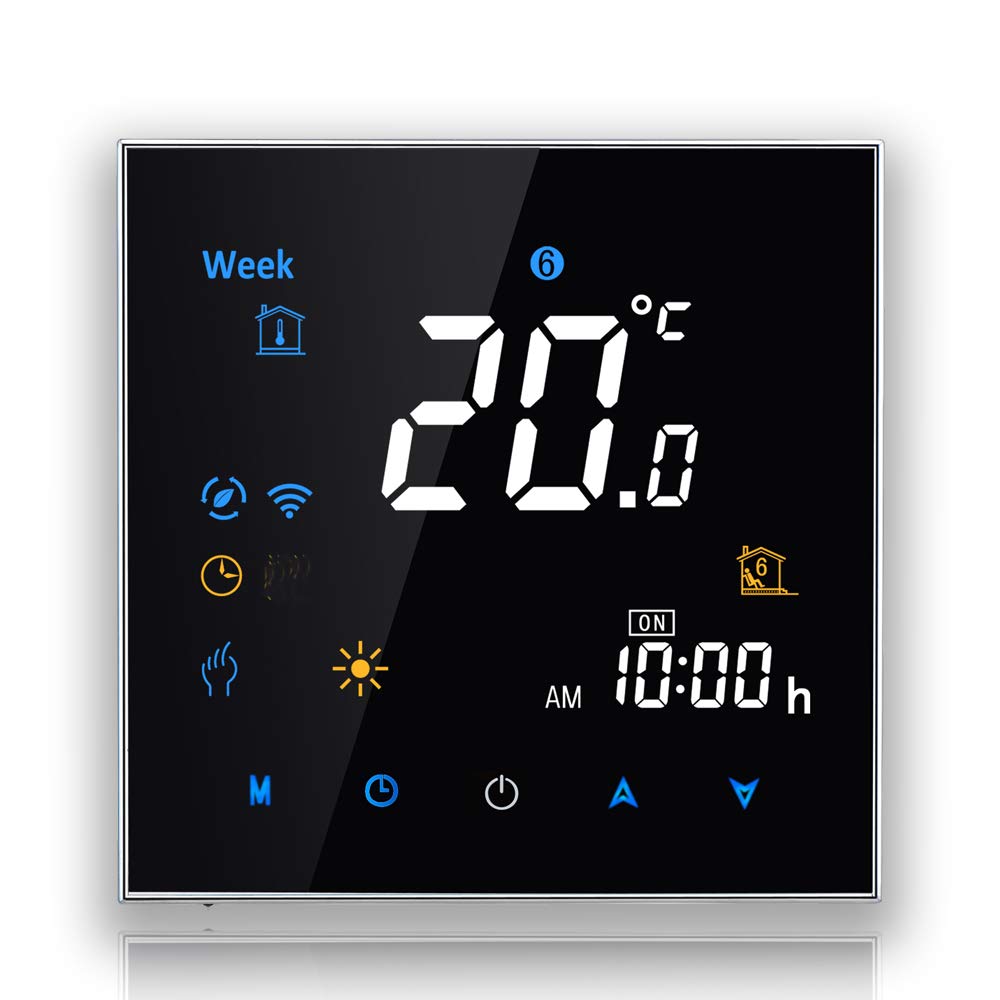 BecaSmart Series 3000 16A LCD Touch Screen Electric Heating Intelligent Programming Control Thermostat with WIFI Connection (Electric Heating, Black(WIFI))