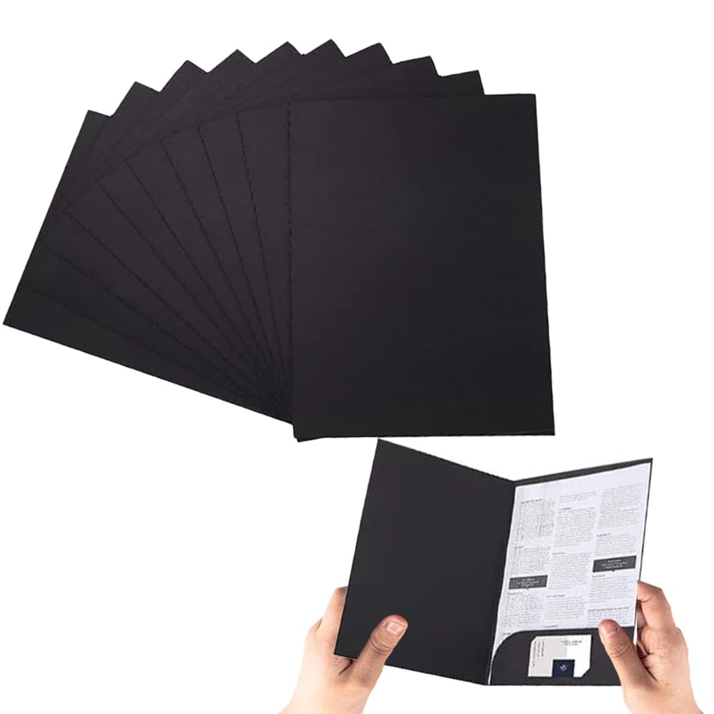 10Pcs A4 Project Folder Document Files Kraft Paper File Folder Square Cut Folders Office Insert Presentation Holder Storage Pouch Paperwork Organizer with Cards Slot Folders for Office School