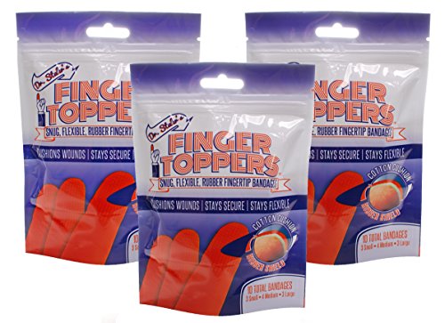 3 Bags of FingerToppers Bandages (10 Individually Wrapped Bandages per Bag)
