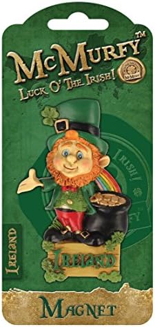 McMurfy Luck O' The Irish Leprechaun Designed Resin Rainbow And Pot Gold Magnet