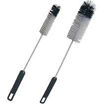 Brosse à Bouteille Longue Poignée - Tête En éponge, Flexible - Pour Nettoyer Bouteilles D'eau, Vin, Biberons, Tubes, Ballons - 29 Cm, Plusieurs Couleurs