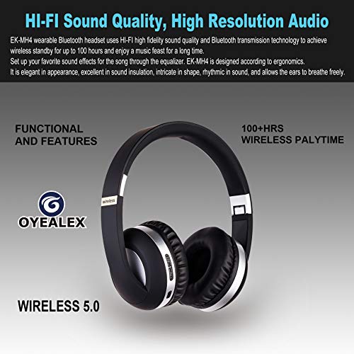 OYEALEX Bluetooth Headphones Over Ear,Cell Phones/TV 120 Hours Standby time Wireless High Fidelity Stereo Over-Ear Headphones (Blue)