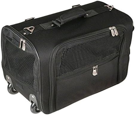 Flexible Trolley Pet Carrier with Wheels - Black - with Feeding Bowl and Bag - Carry with Shoulder Strap or As Backpack - A Great Way to Transport your Pet in Comfort