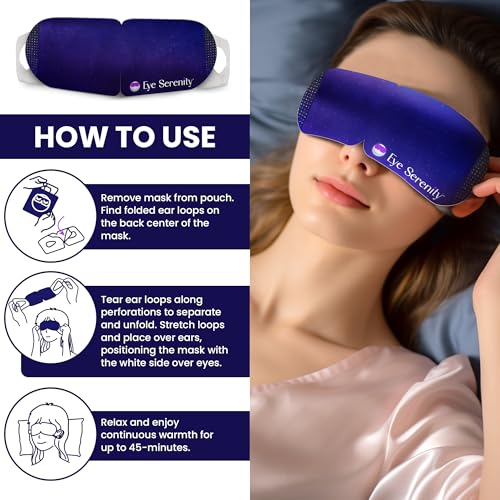 Self Heating Warm Compress for Dry Eyes, Steam Eye Mask I Heated Fast Relief for Stye, Puffy Sensitive Eyes - Long Lasting Moist Heat for Sleep, 15 Pack