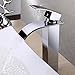 Senlesen Contemporary Modern Waterfall Spout Chrome Polished Tall Single Handle Bathroom Vessel Sink Faucet, Laundry Vanity Sink Faucet With Two 3/8