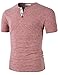H2H Men's Casual Slim Fit Short Sleeve Henley T-Shirts Cotton Shirts Maroon US L/Asia XL (CMTTS0191)