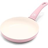 GreenLife Nonstick 8" Frying Pan Skillet, Non-Toxic PFAS-Free Ceramic Nonstick, Dishwasher & Oven Safe, Stay-Cool Handles, Wobble Free, Pink