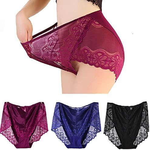 Max shape Women Sexy Lace Panties High-Rise Lingerie Underwear Briefs Plus Size 2XL-4XL (3 Pack, US 2XL-TAG 4XL)