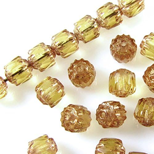 25 Pale Honey Yellow Faceted 6mm Crown Cathedral Beads, Czech Glass Beads for Jewelry Making
