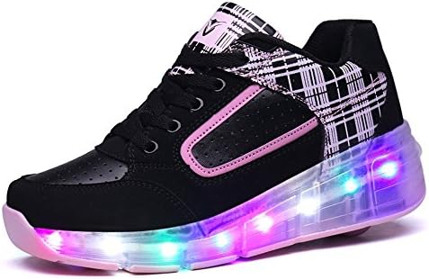 Girl's Boy's Women's Men's LED Light Up Single Wheel Skate shoes Fashion Roller Skate(Pink 39/8 B(M) US Women/6 D(M) US Men)